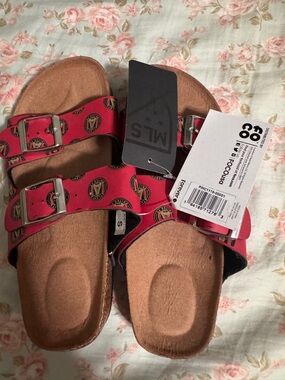 Red Atlanta United Double-Buckle Slide Sandals